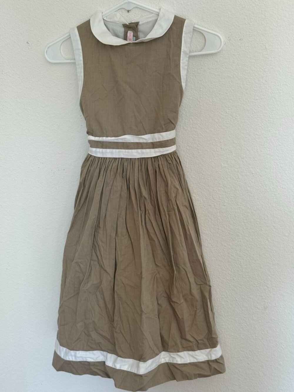 Papo d’Anjo Girls Khaki Peter Pan Collar Party Dress 10Y